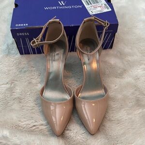 Worthington Tan Stiletto Heels with Ankle Strap